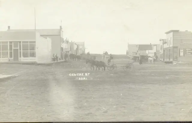 Centre Street, Cabri, with horse-drawn wagon